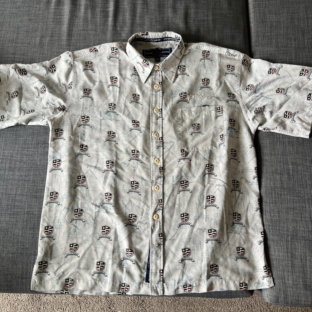 Y2K Phat Farm‎ Button Up Shirt Short Sleeve Graphic Print Casual L